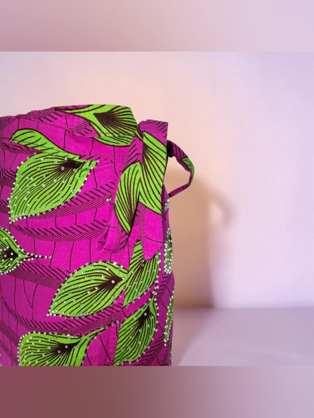 Women’s Fuchsia Wrap Skirt with Green Leaf Embroidery Size Xl - Picture 3 of 4